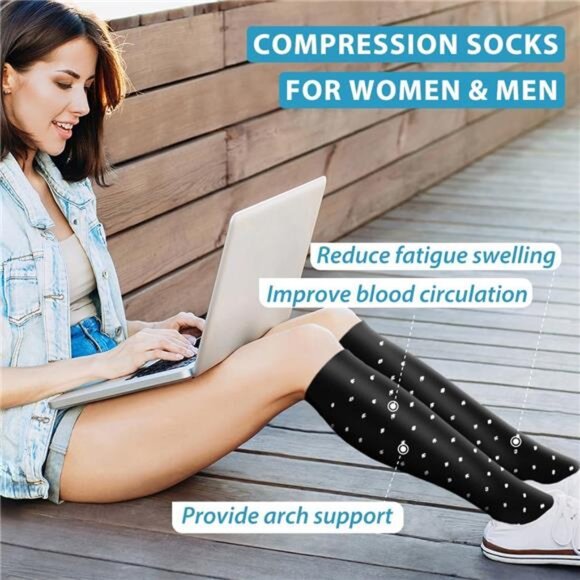 Copper Compression Socks for Women & Men (6 pairs) - Best Support for Nurses - Picture 3 of 7